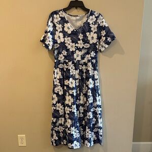 Floral Blue and White Women's Dress